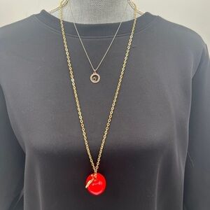 925 Sterling Silver teacher quote necklace and gold chain apple pendant necklace